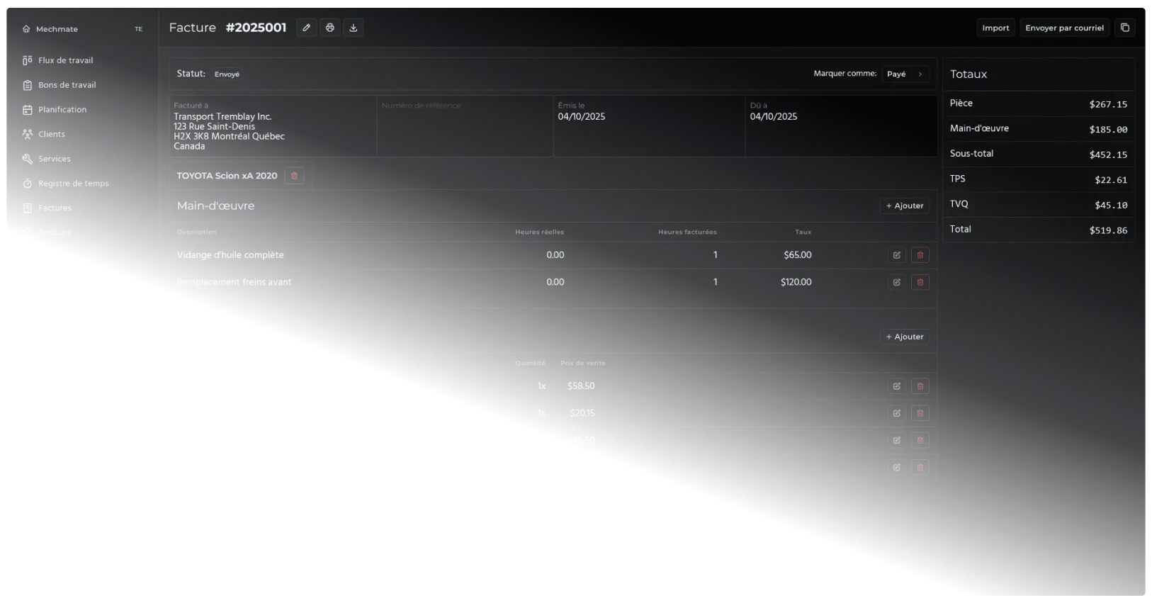 Facturation sans ressaisie