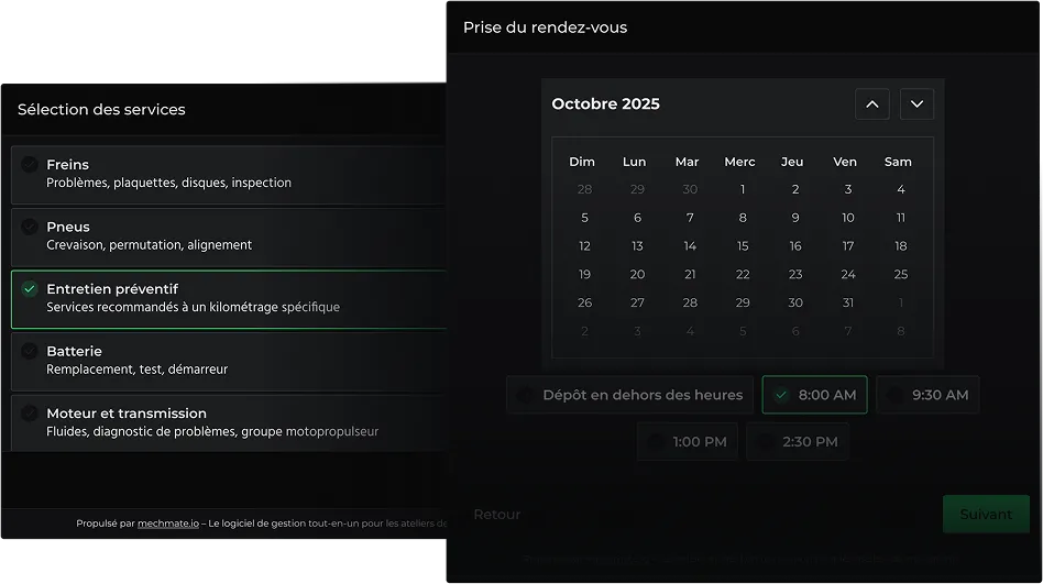 Rendez-vous en ligne intégrés